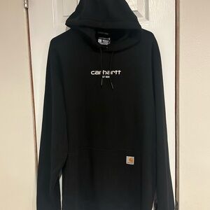 Carhartt Men's Black Logo Hoodie Large Tall Lightweight
